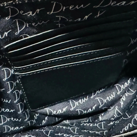 Dear Drew Suede Leather shoulder bag Black Gold chain heart clutch holidays rare - Picture 4 of 5